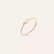 Seed 0.14 CT Baget Pırlanta Taşlı Rose Altın Yüzük