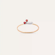 Seed 0.14 CT Red Safir ve Baget Pırlanta Taşlı Yüzük