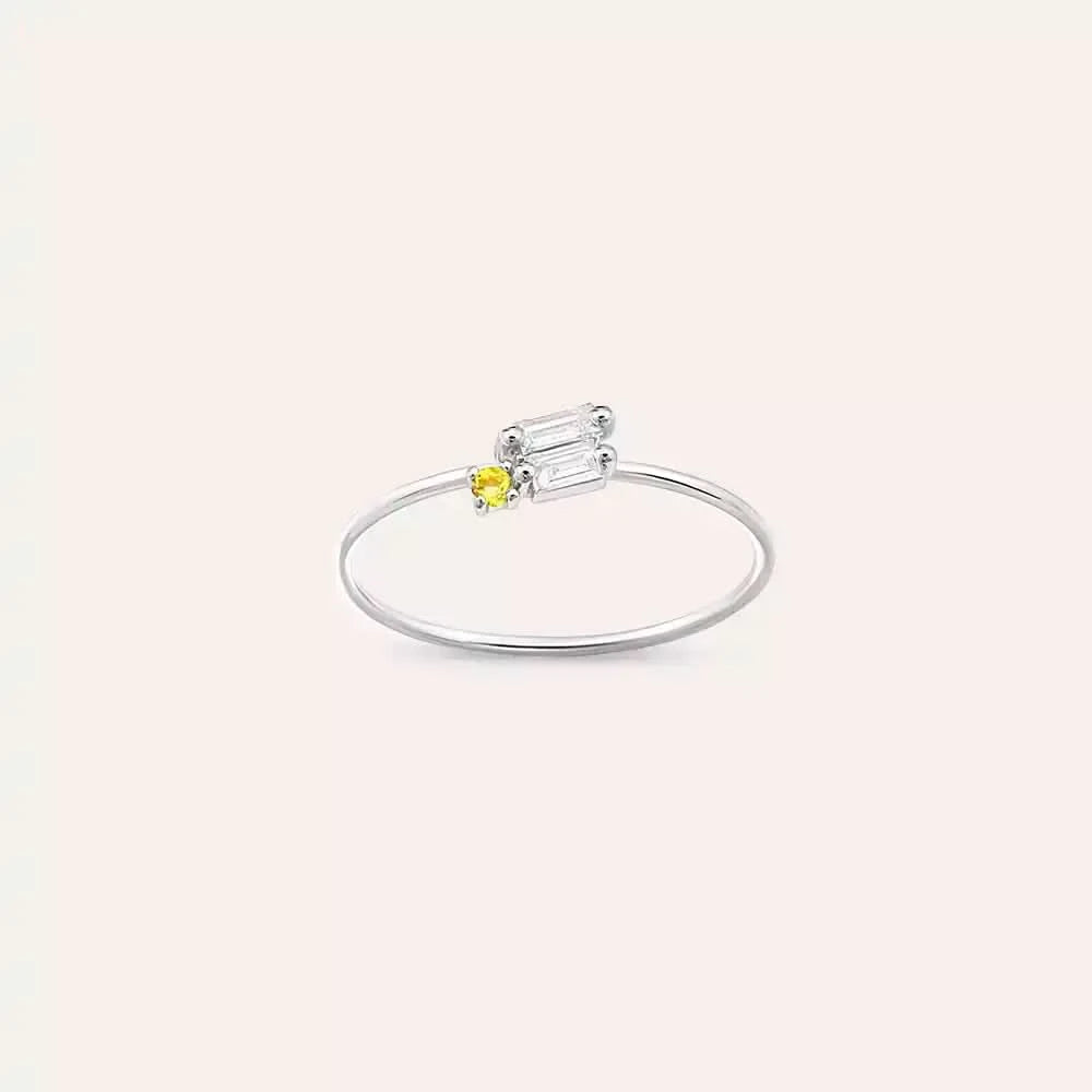 Seed 0.14 CT Yellow Safir ve Baget Pırlanta Taşlı Yüzük