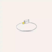 Seed 0.14 CT Yellow Safir ve Baget Pırlanta Taşlı Yüzük