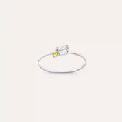 Micra 0.14 CT Yellow Safir ve Baget Pırlanta Taşlı Yüzük