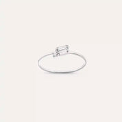 Seed 0.16 CT Baget Pırlanta Taşlı Beyaz Altın Yüzük