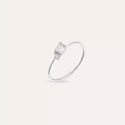 Seed 0.16 CT Baget Pırlanta Taşlı Beyaz Altın Yüzük