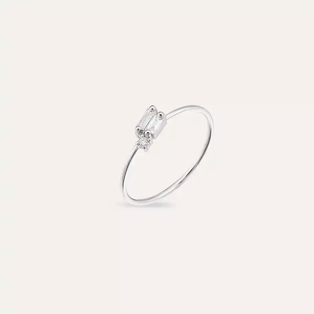 Micra 0.16 CT Baget Pırlanta Taşlı Beyaz Altın Yüzük