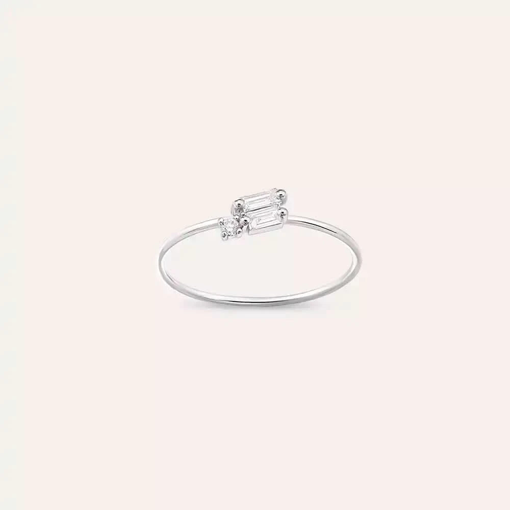 Seed 0.16 CT Baget Pırlanta Taşlı Beyaz Altın Yüzük