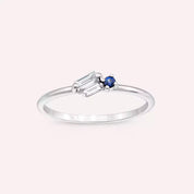 Micra 0.17 CT Safir ve Baget Pırlanta Taşlı Beyaz Altın Yüzük