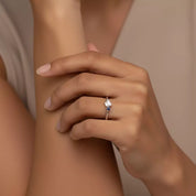 Micra 0.17 CT Safir ve Baget Pırlanta Taşlı Beyaz Altın Yüzük