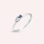 Micra 0.17 CT Safir ve Baget Pırlanta Taşlı Beyaz Altın Yüzük