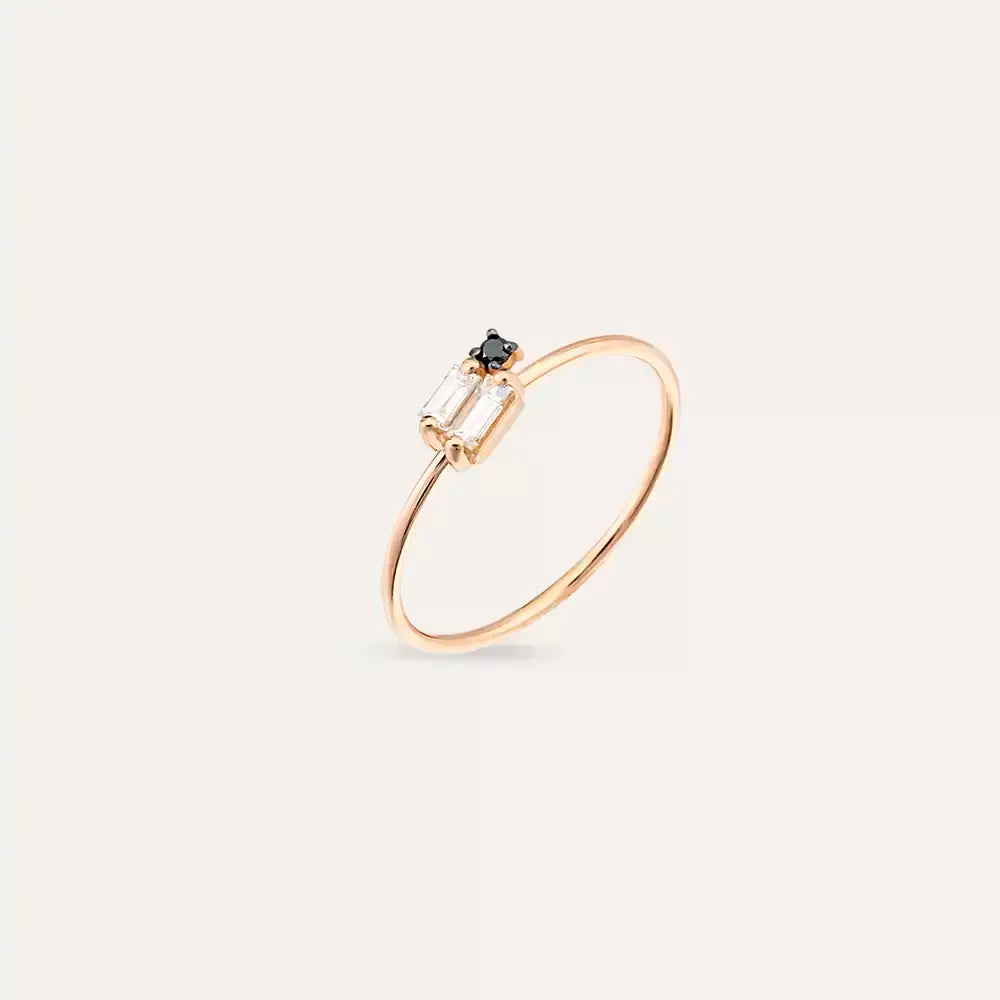 Micra 0.17 CT Siyah Pırlanta ve Baget Pırlanta Taşlı Yüzük