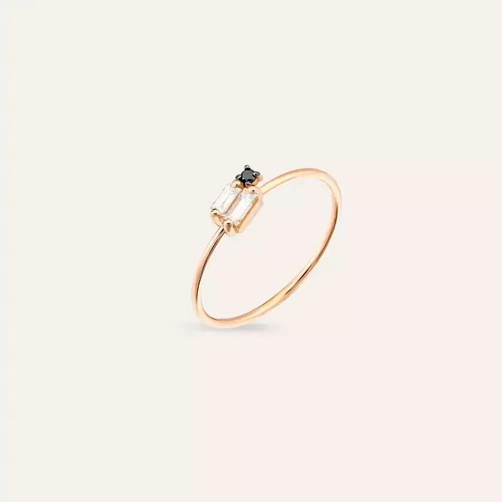 Seed 0.17 CT Siyah Pırlanta ve Baget Pırlanta Taşlı Yüzük