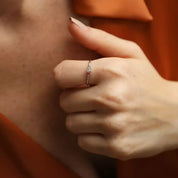 Micra 0.18 CT Yakut ve Pırlanta Taşlı Beyaz Altın Yüzük