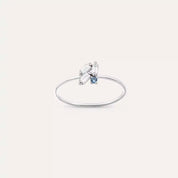 Micra 0.22 CT Blue Safir ve Baget Pırlanta Taşlı Beyaz Altın Yüzük