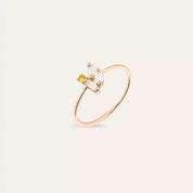 Seed 0.23 CT Yellow Safir ve Baget Pırlanta Taşlı Yüzük