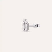 Micra Baget Pırlanta Taşlı Beyaz Altın Mini Tek Küpe