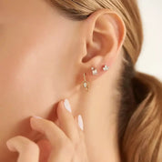 Micra Baget Pırlanta Taşlı Rose Altın Mini Tek Küpe