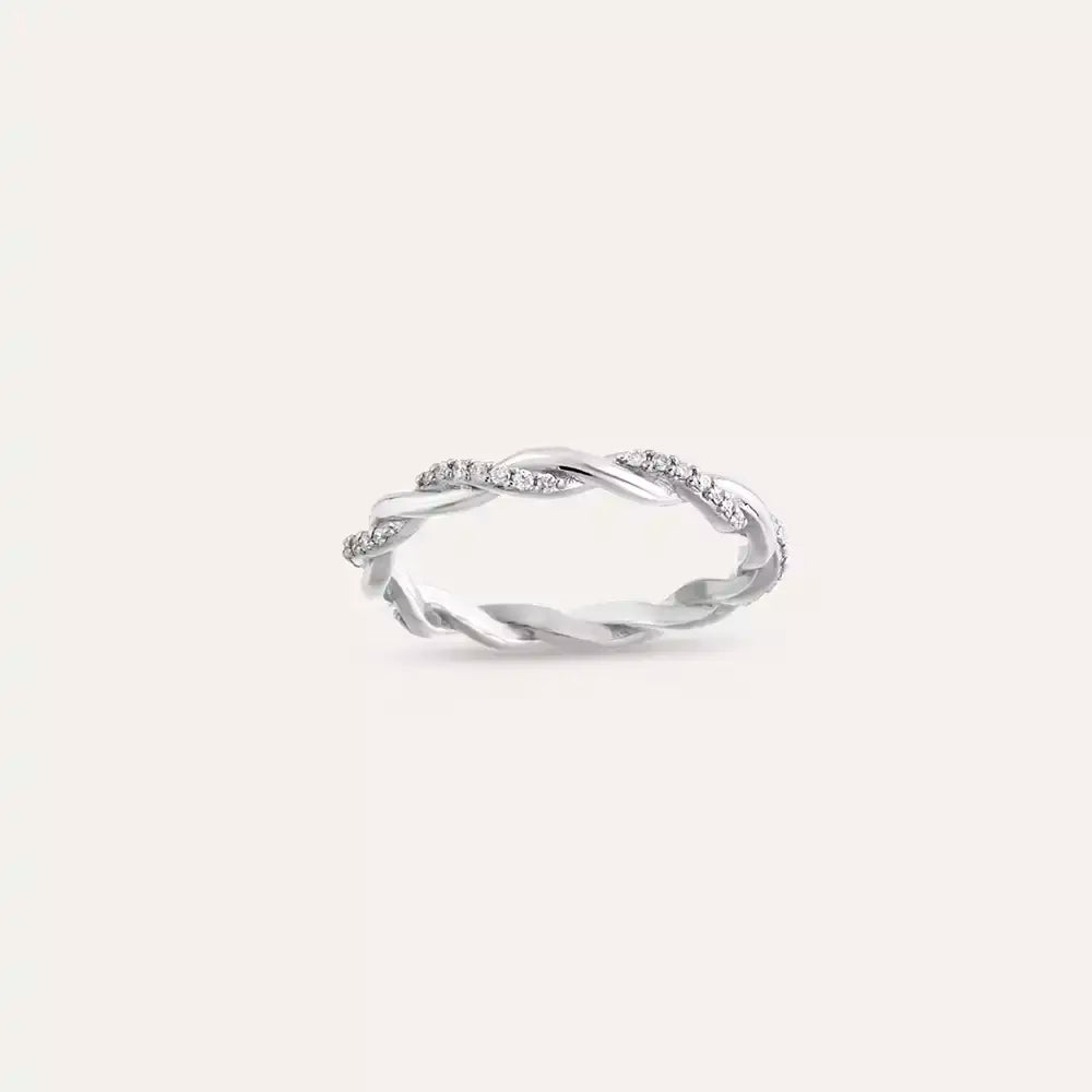 Seren Pırlanta Taşlı Beyaz Altın Sarmal Yüzük