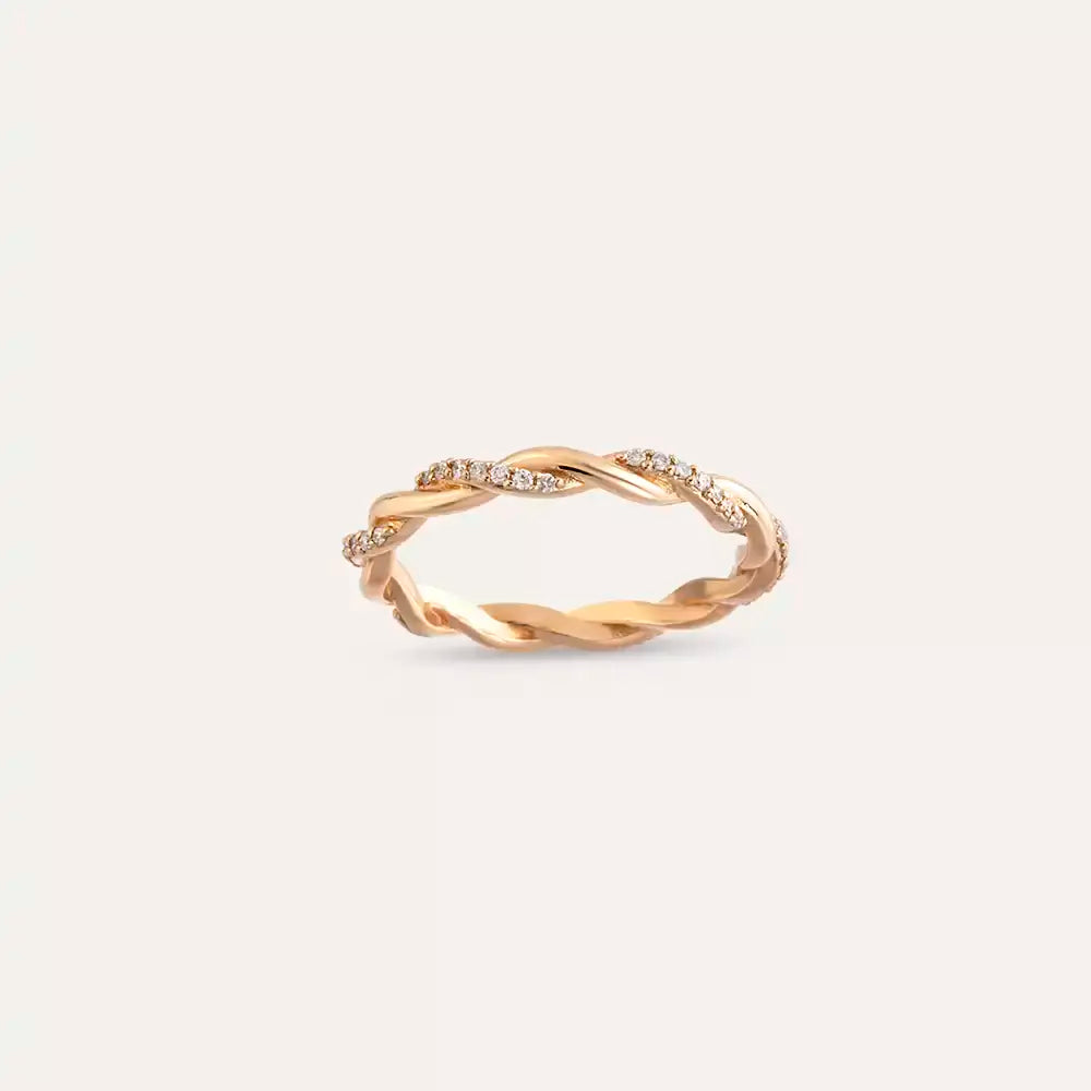 Seren Pırlanta Taşlı Rose Altın Sarmal Yüzük