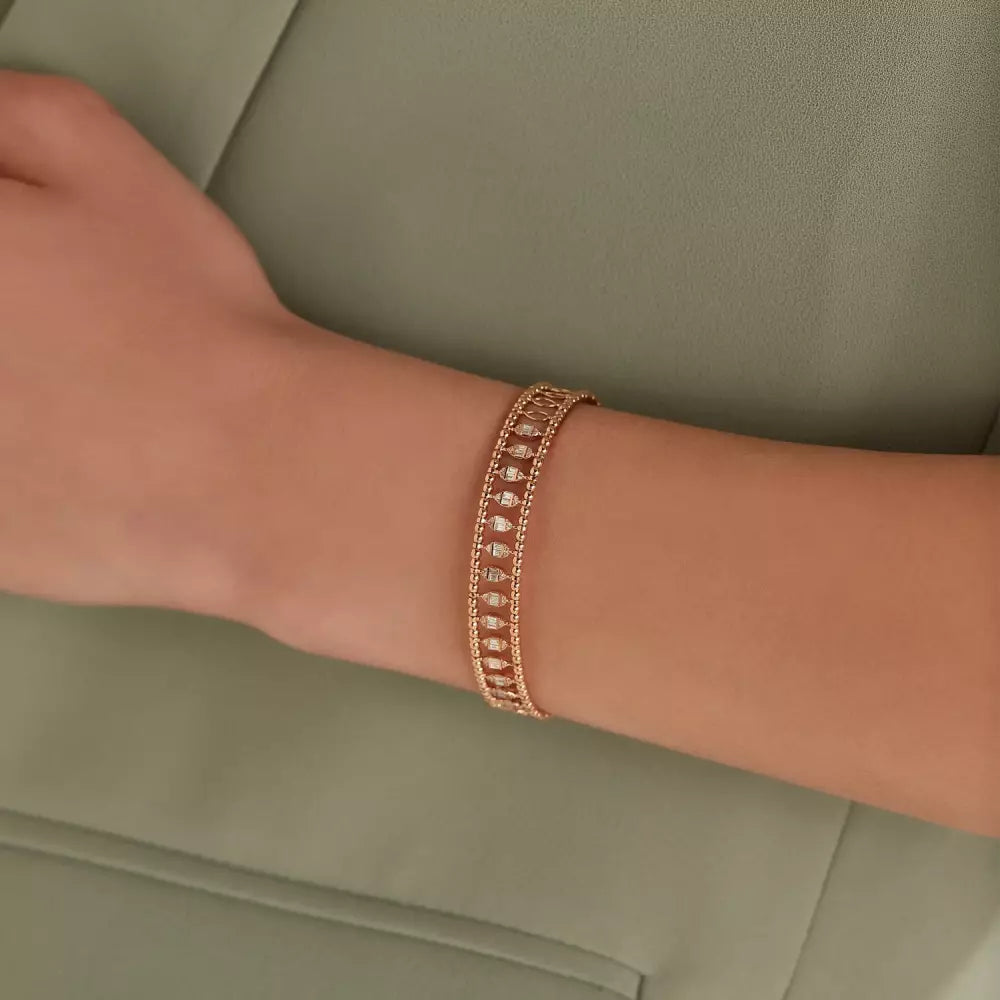 Shay Baget Kesim Pırlanta Taşlı Rose Altın Bileklik