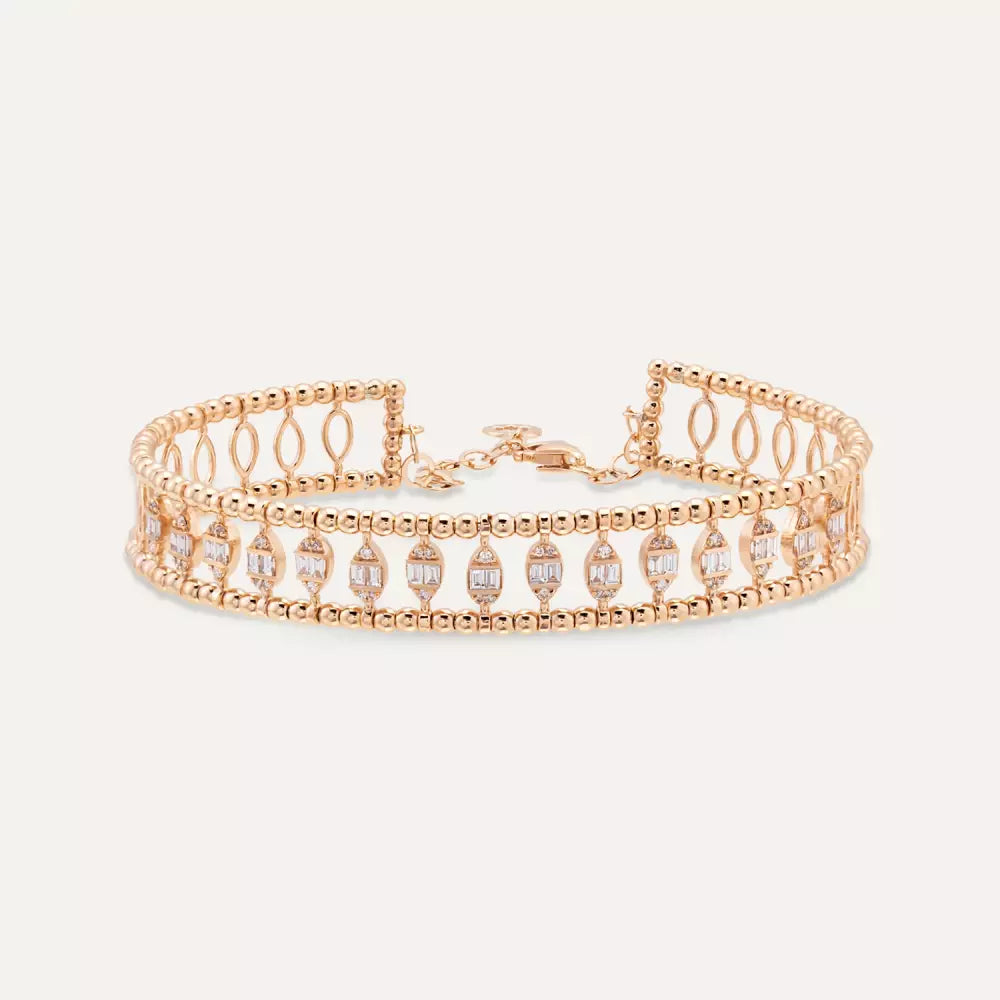 Shay Baget Kesim Pırlanta Taşlı Rose Altın Bileklik