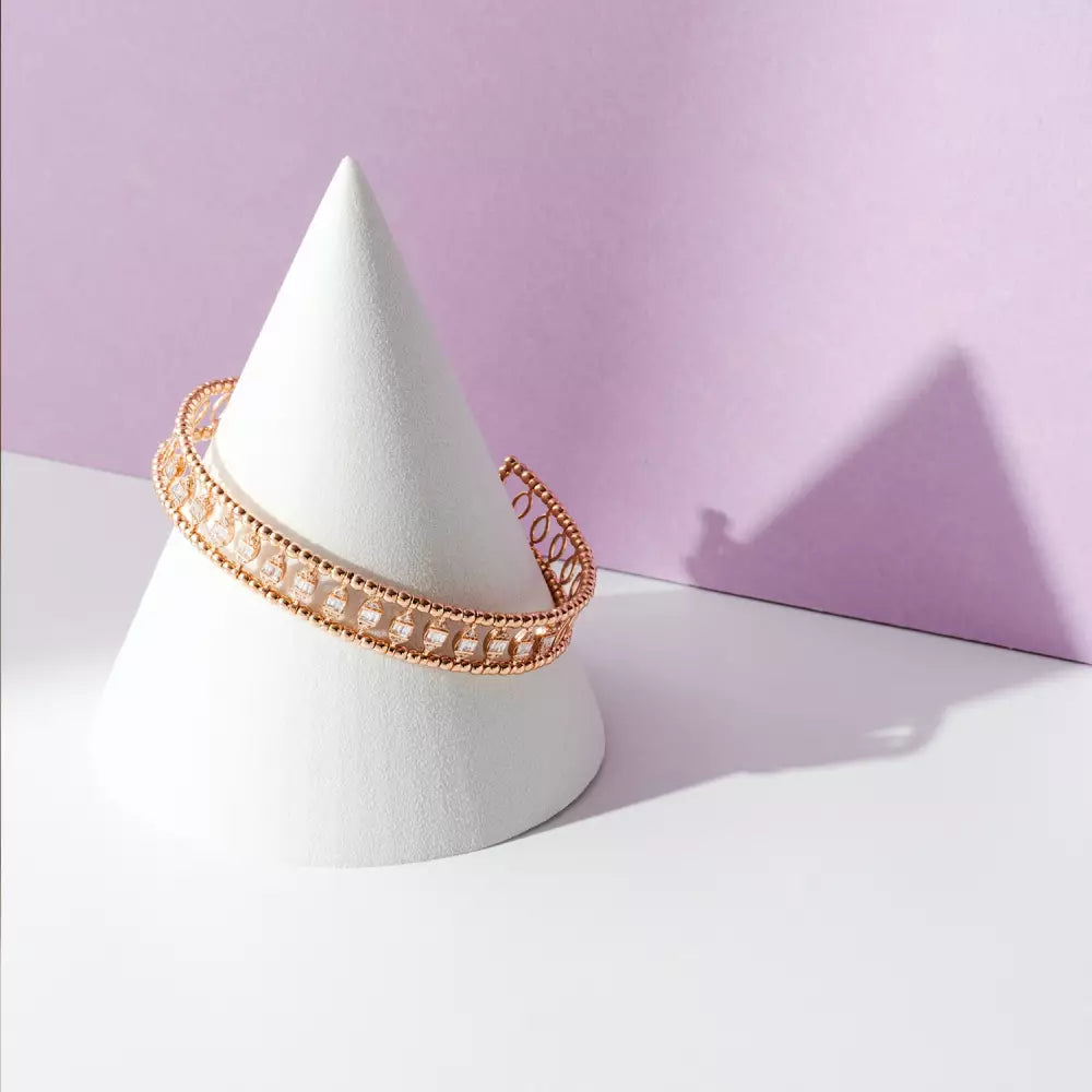 Shay Baget Kesim Pırlanta Taşlı Rose Altın Bileklik