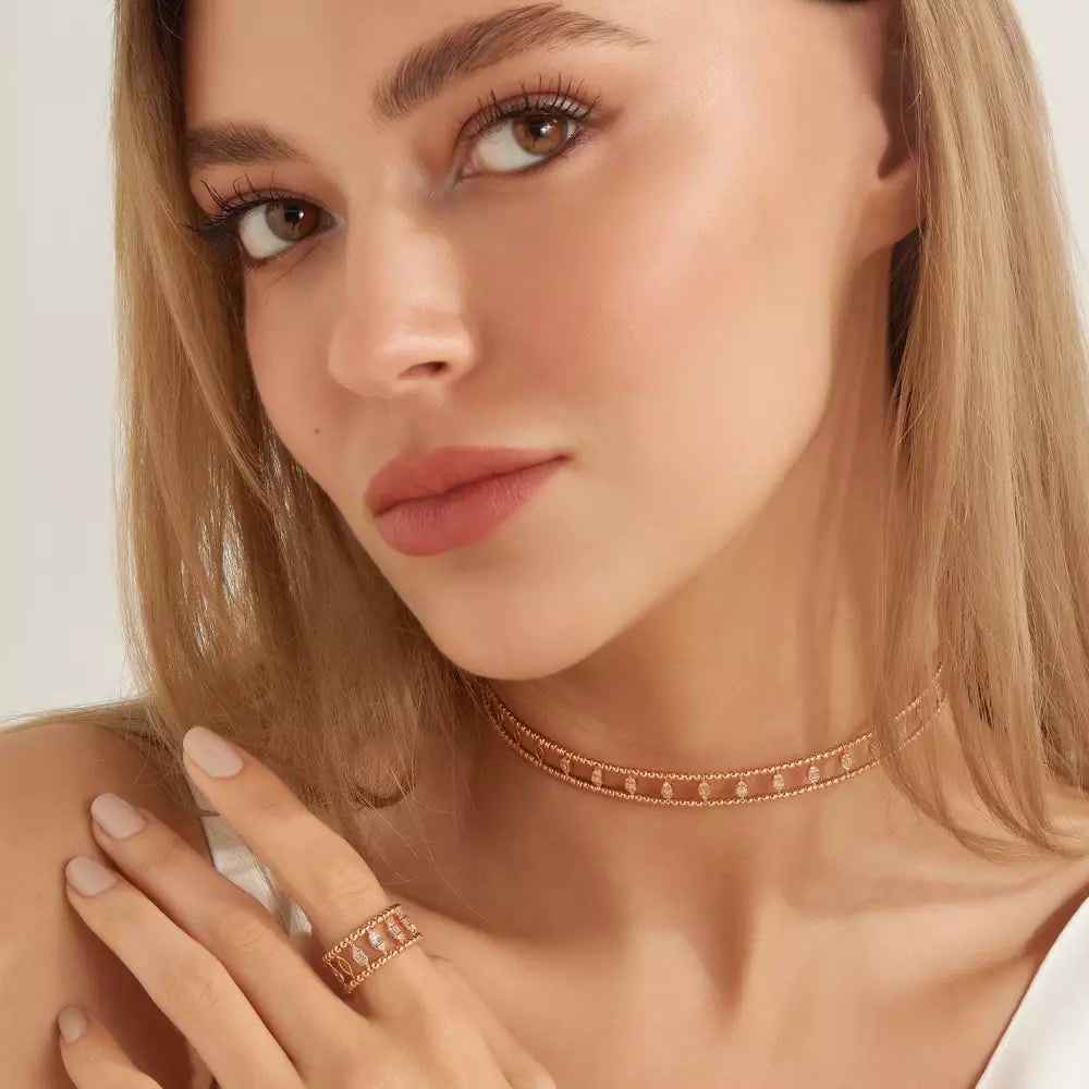 Shay Baget Kesim Pırlanta Taşlı Rose Altın Chooker/Kolye