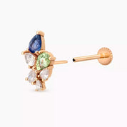 Sheaf Multicolor Safir ve Pırlanta Taşlı Rose Altın Piercing