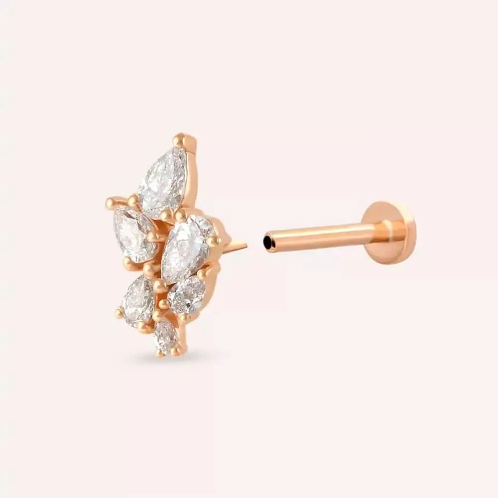 Sheaf Pırlanta Taşlı Rose Altın Piercing
