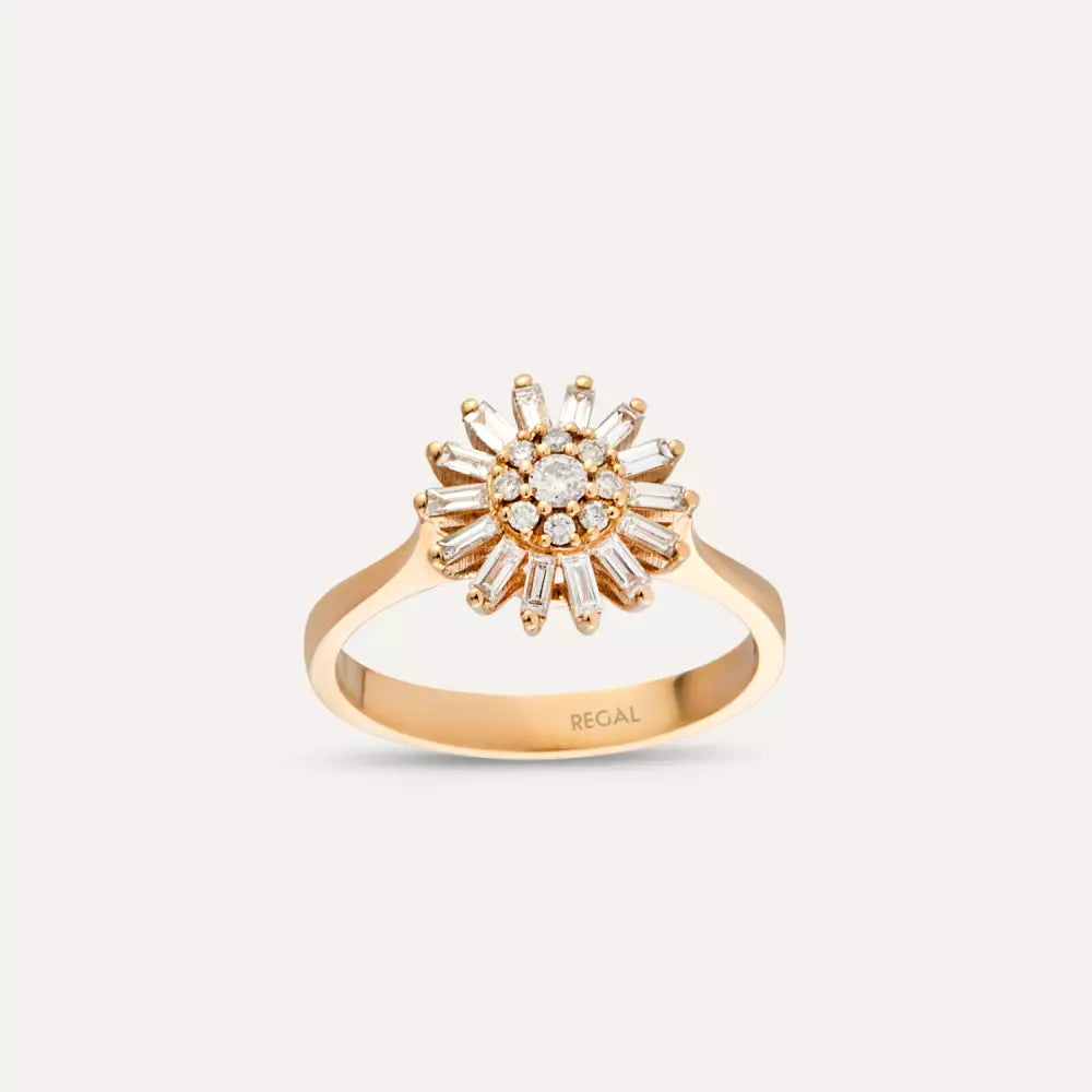 Shiny 0.49 CT Pırlanta Taşlı Rose Altın Yüzük