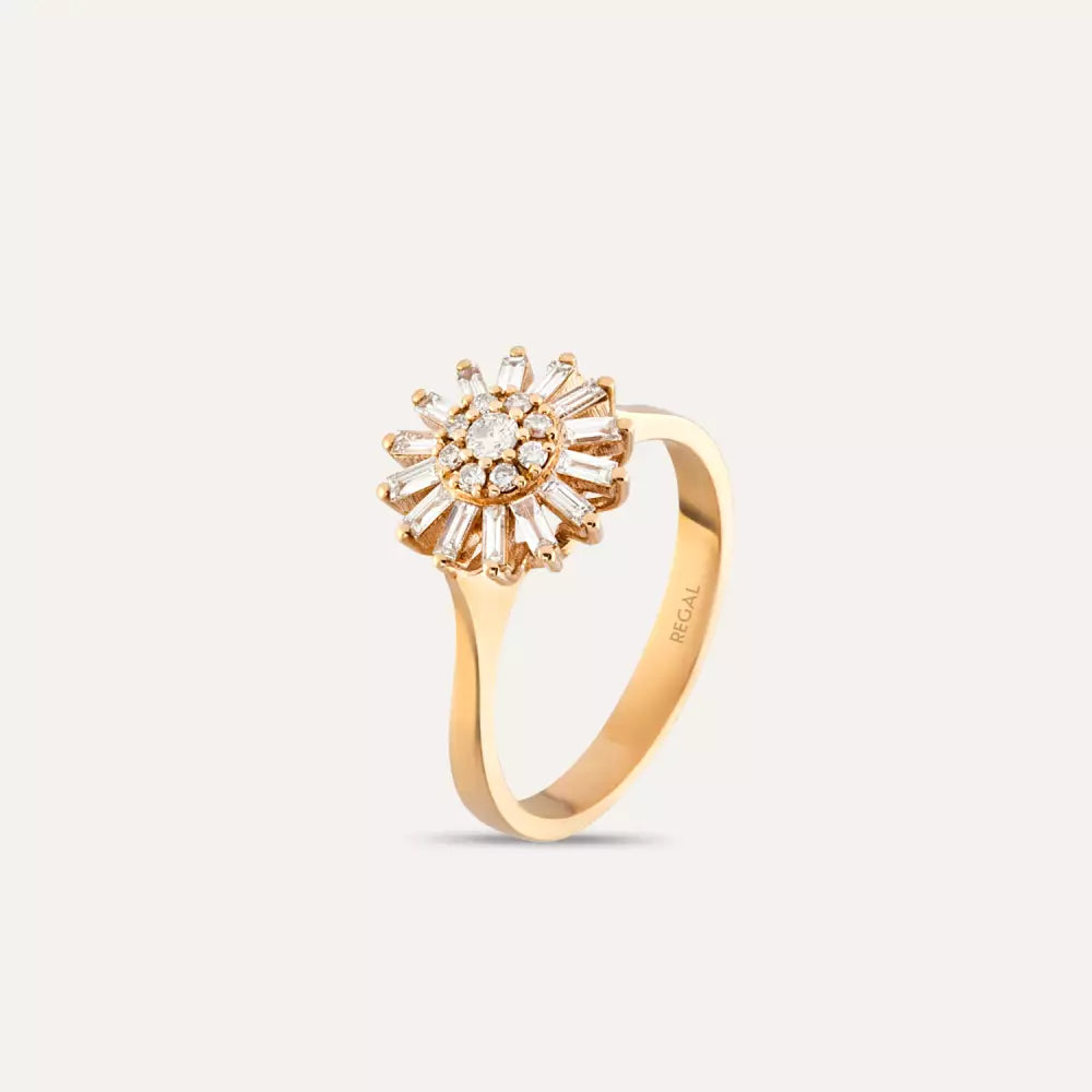 Shiny 0.49 CT Pırlanta Taşlı Rose Altın Yüzük