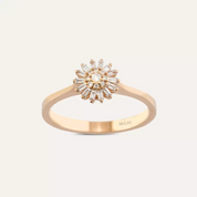 Shiny Baget Kesim Pırlanta Taşlı Rose Altın Yüzük