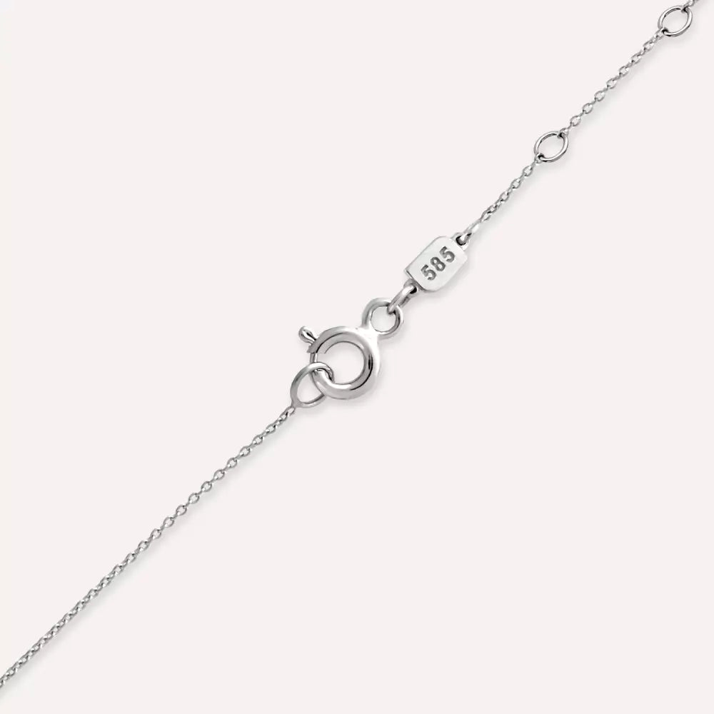 Shuttle Markiz Kesim Safir ve Pırlanta Taşlı Beyaz Altın Kolye