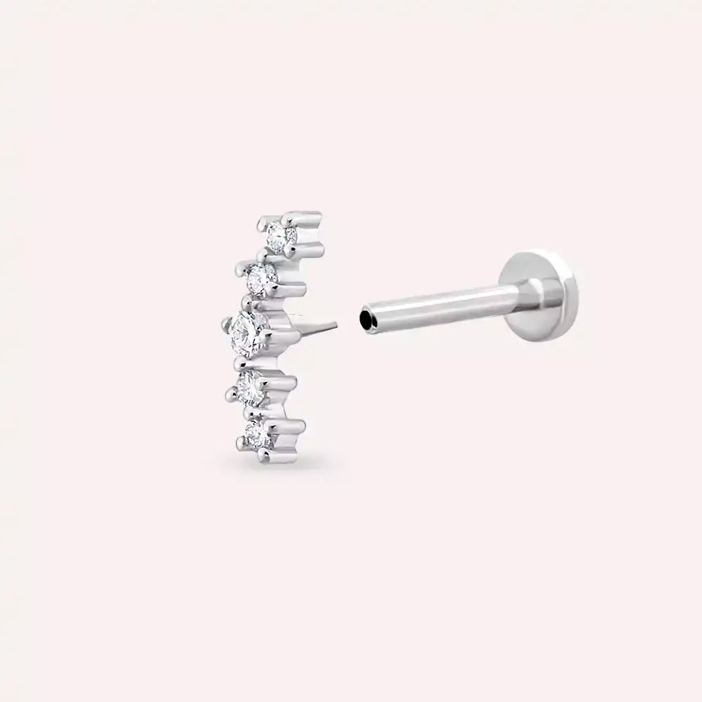 Shyne Pırlanta Taşlı Beyaz Altın Piercing