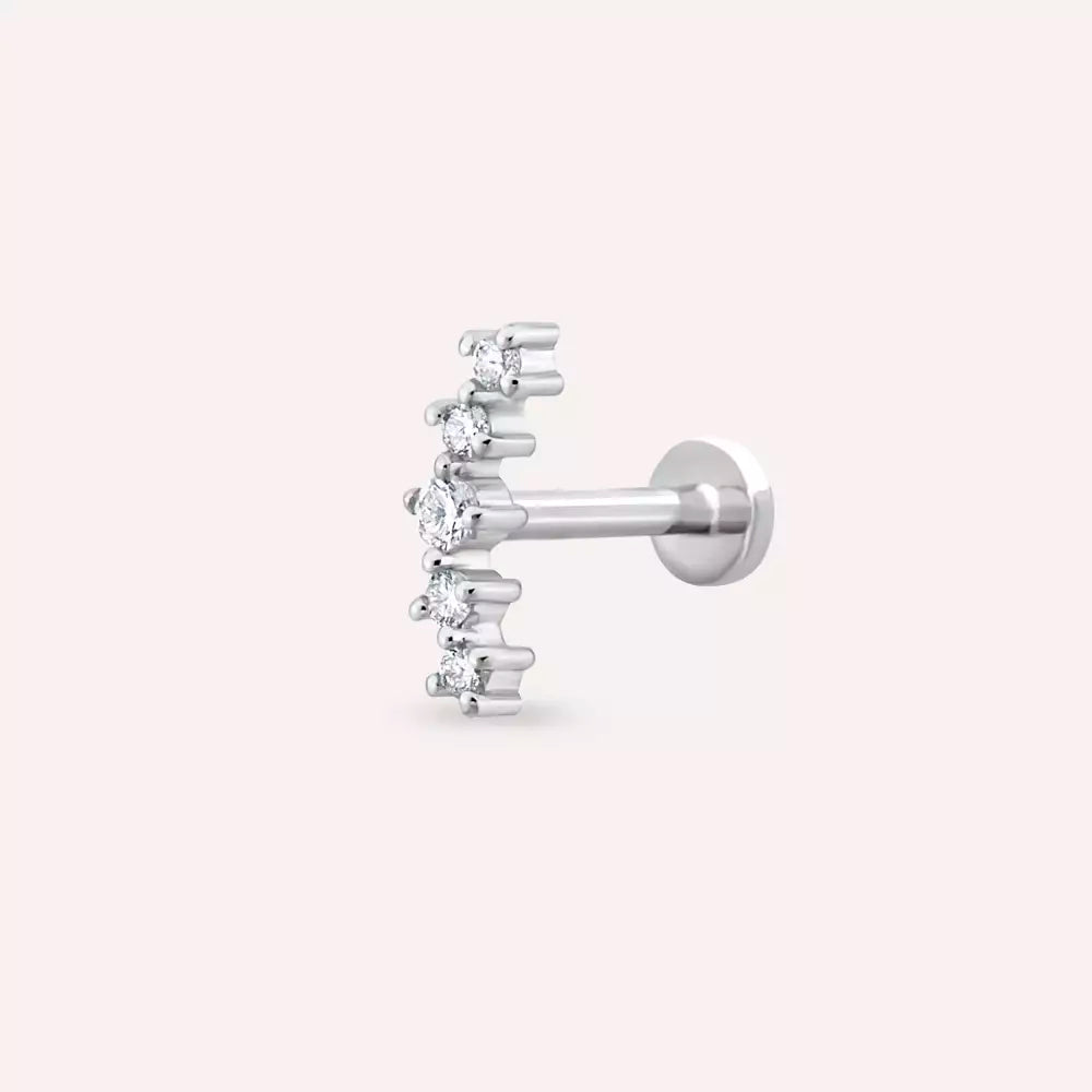 Shyne Pırlanta Taşlı Beyaz Altın Piercing