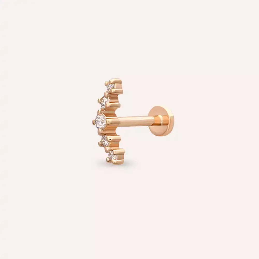 Shyne Pırlanta Taşlı Rose Altın Piercing