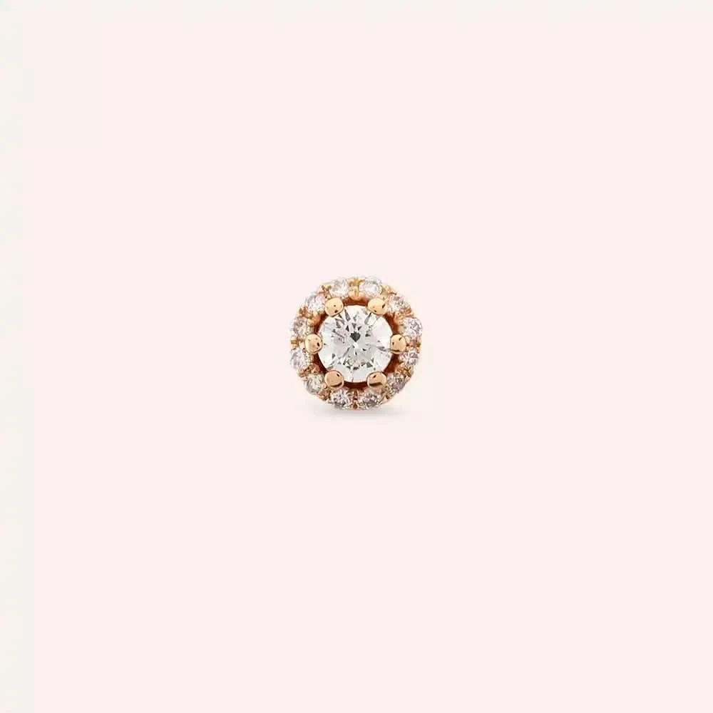 Sid Pırlanta Taşlı Rose Altın Tek Küpe