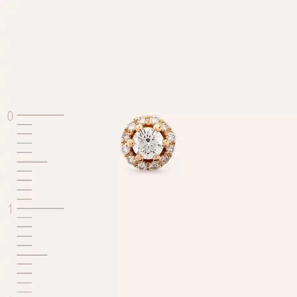 Sid Pırlanta Taşlı Rose Altın Tek Küpe