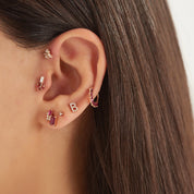 Sign Multicolor Safir ve Baget Kesim Pırlanta Taşlı Rose Altın Piercing