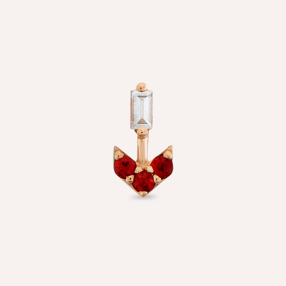 Sign Multicolor Safir ve Baget Kesim Pırlanta Taşlı Rose Altın Piercing