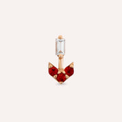 Sign Multicolor Safir ve Baget Kesim Pırlanta Taşlı Rose Altın Piercing