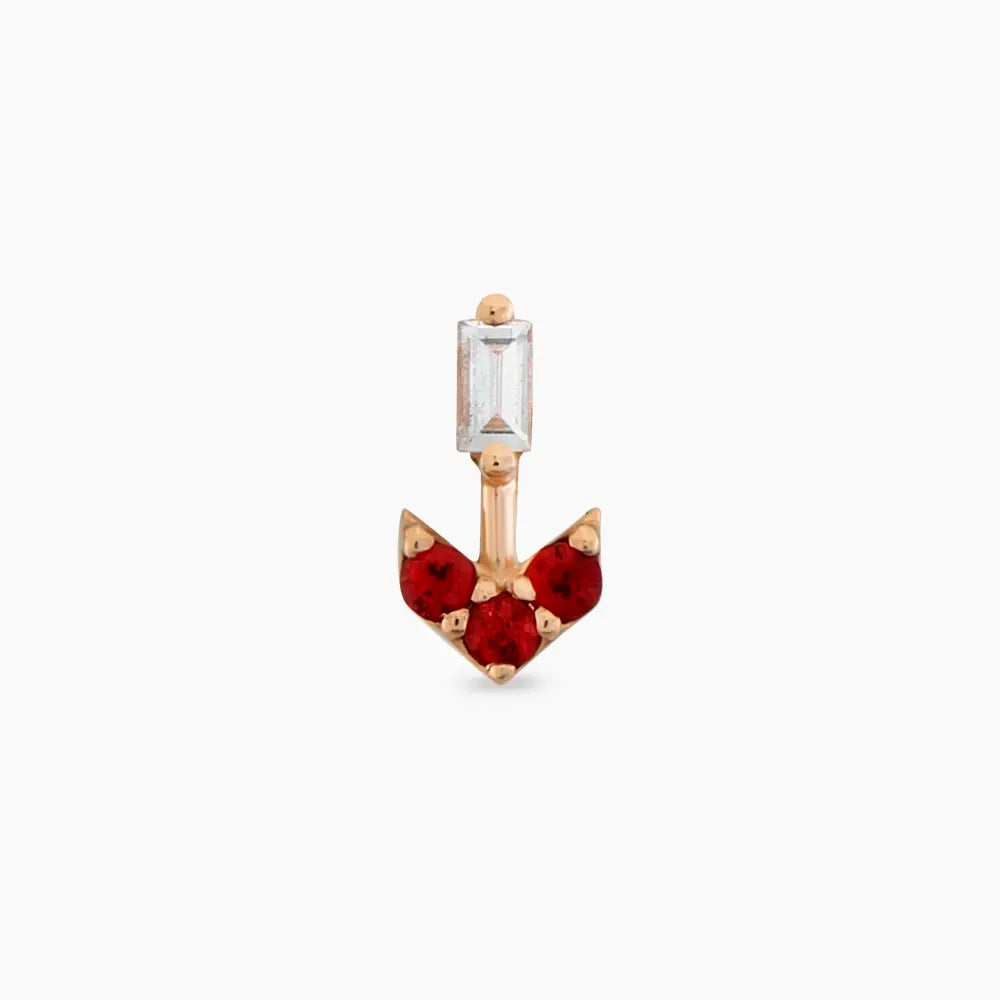 Sign Multicolor Safir ve Baget Kesim Pırlanta Taşlı Rose Altın Piercing