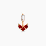 Sign Multicolor Safir ve Baget Kesim Pırlanta Taşlı Rose Altın Piercing