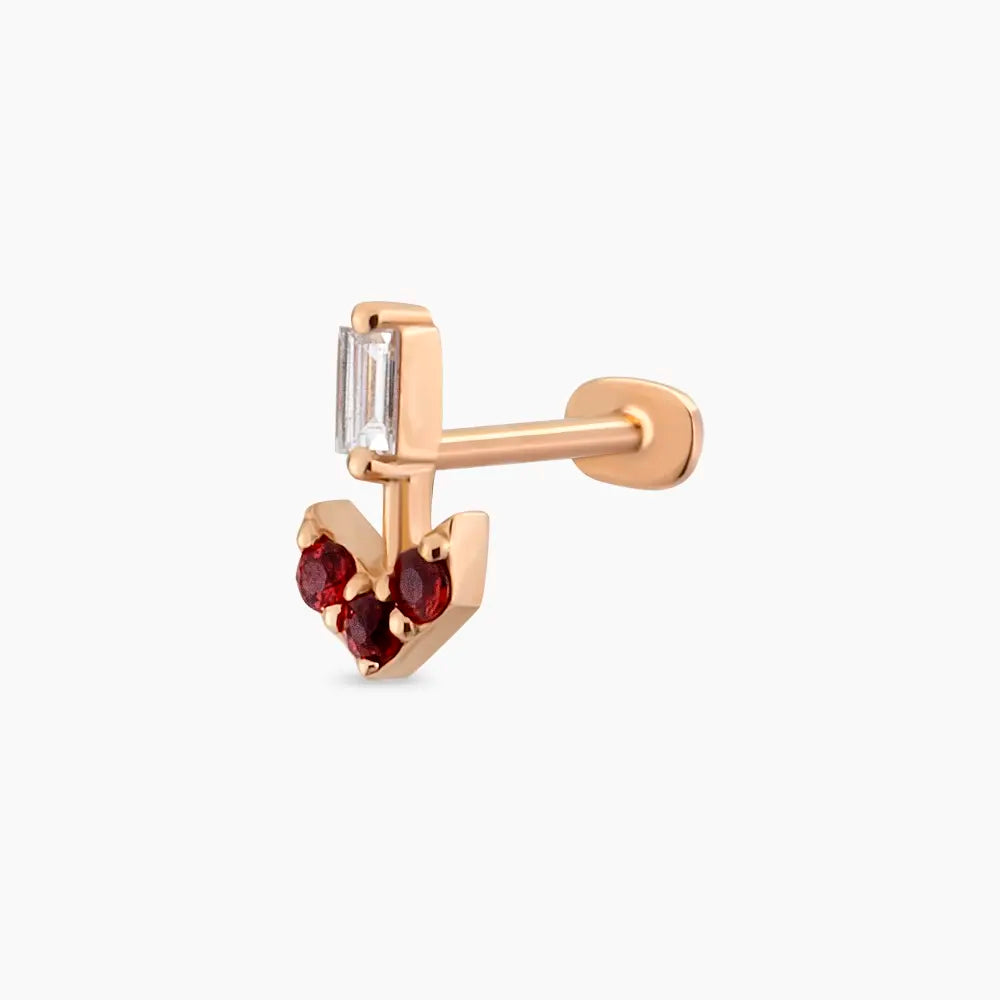 Sign Multicolor Safir ve Baget Kesim Pırlanta Taşlı Rose Altın Piercing