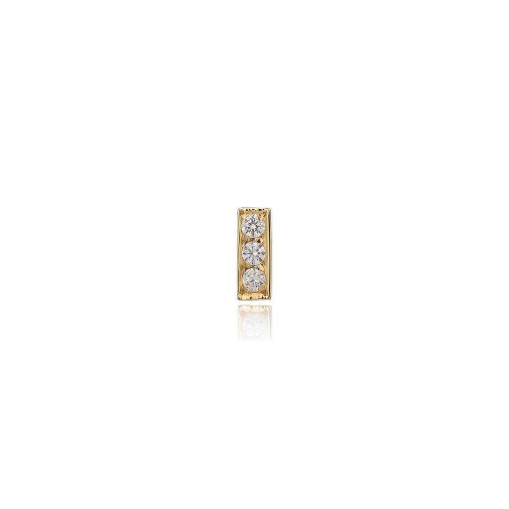 Row Three Stone Gold Earrings