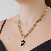 Siyah Mineli Kalkan Kolye Ucu Charm