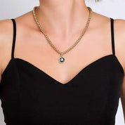 Siyah Mineli Tasarım Kolye