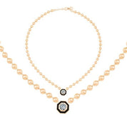 Siyah Mineli Taşlı Top Kolye