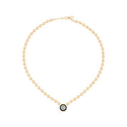 Siyah Mineli Taşlı Top Kolye