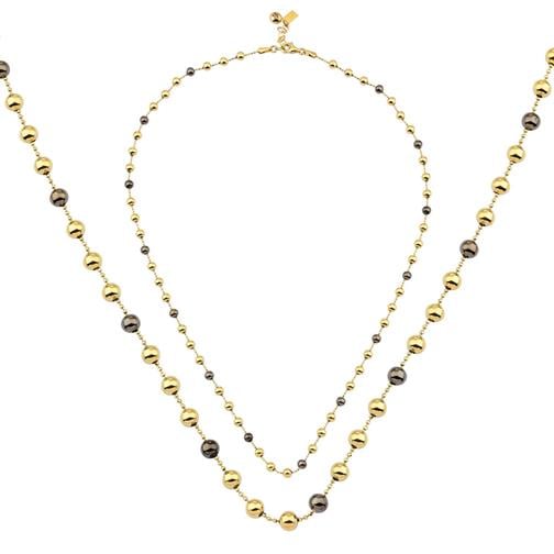 Siyah Top Renkli Altın Kolye