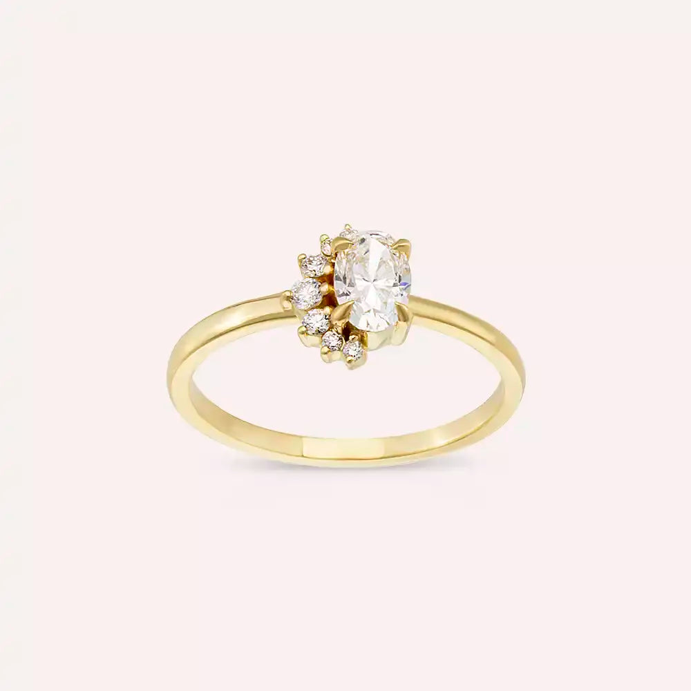 Sofia 0.59 CT Oval Kesim Pırlanta Taşlı Sarı Altın Yüzük