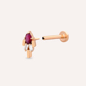 Sole Yakut Taşlı Rose Altın Piercing